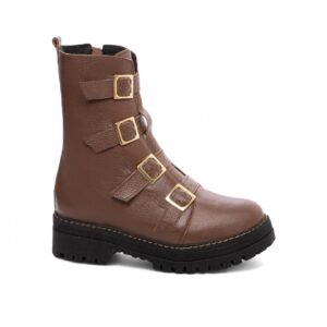 bota coturno sola tratorada couro